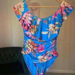 La Blanca Island Goddess Off-the-Shoulder Ruffle One Piece